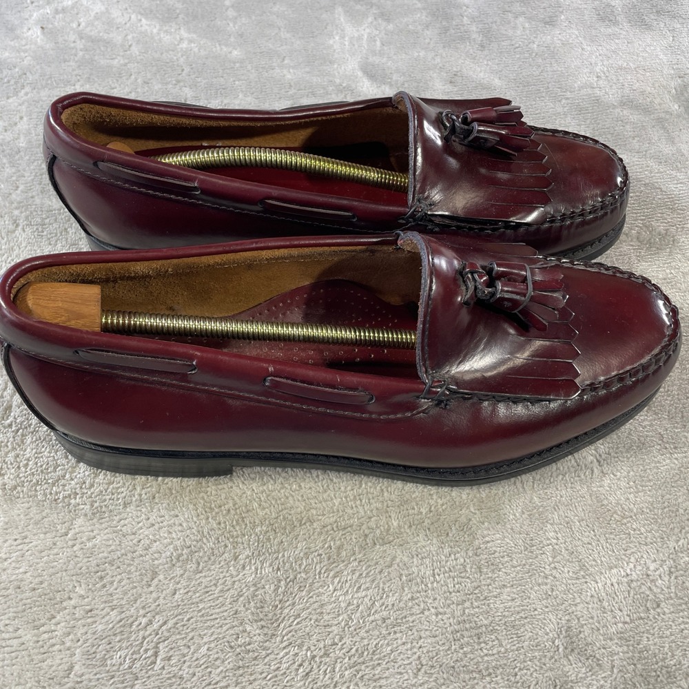 GH Bass Weejuns Layton Loafers Kiltie Mens 10.5 Burgundy Leather Tassel Office